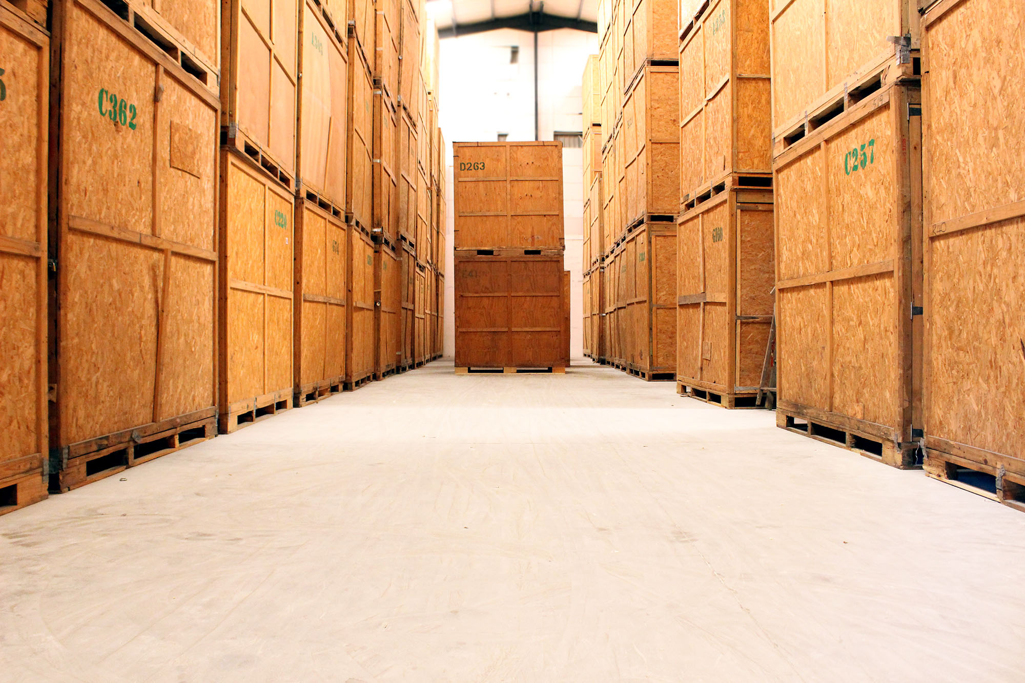 Simply Store mobile storage units stacked safely in our secure warehouse